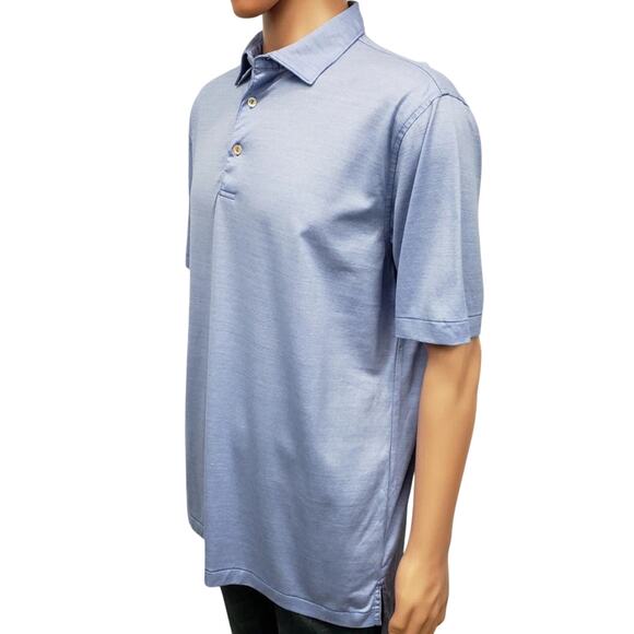 PETER MILLAR Crown Ease Briarwood Stripe Nanoluxe Polo Shirt Men L Cotton Blue - Picture 7 of 13